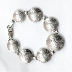 Gorgeous Vintage Genuine 925 Sterling Silver WW2 Era Australia Coin Bracelet